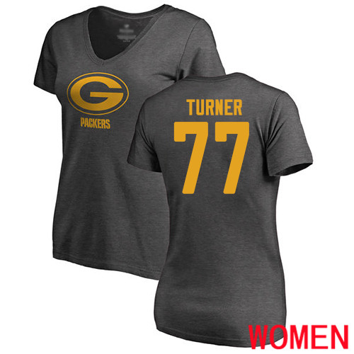Green Bay Packers Ash Women #77 Turner Billy One Color Nike NFL T Shirt
